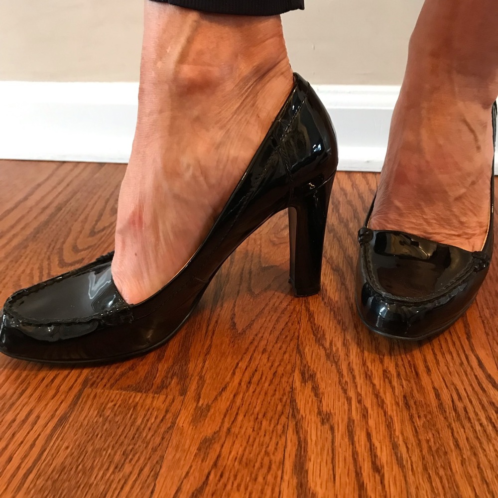 Black Ralph Lauren Patent Leather Chunky Heel